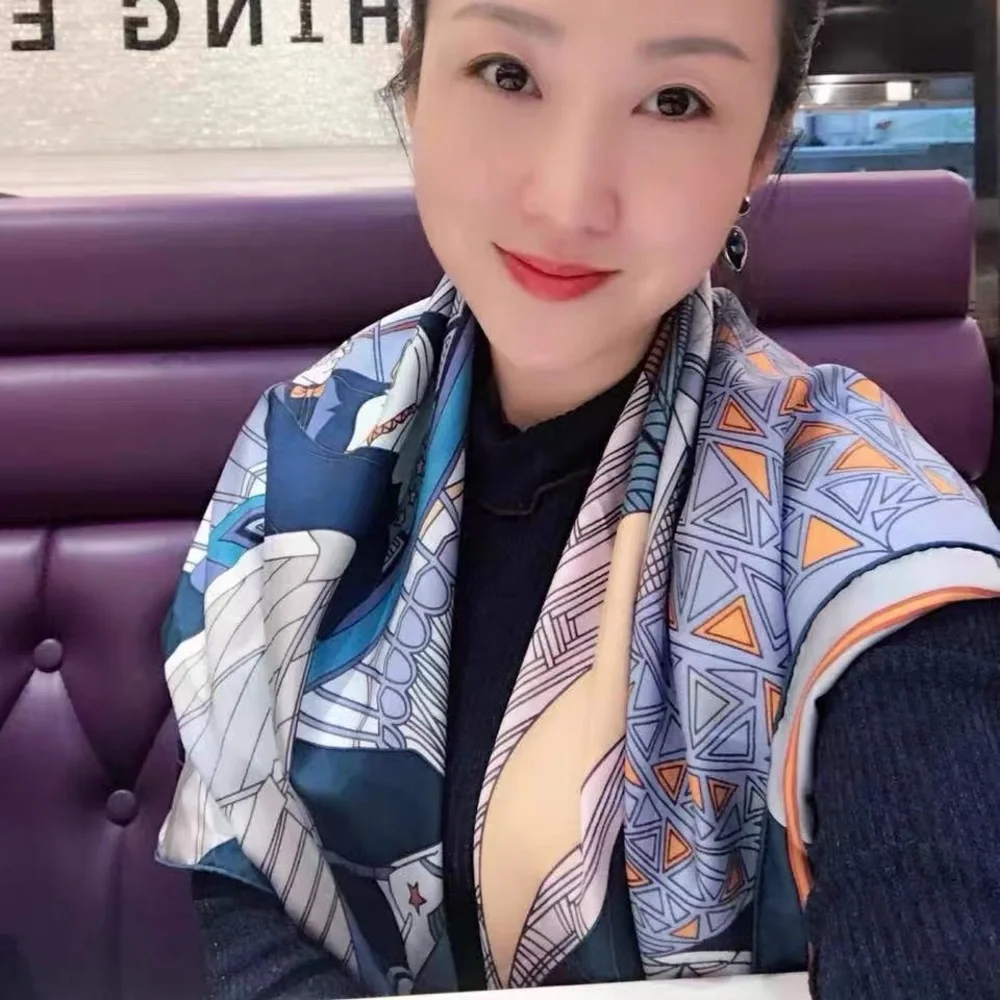 Flying Print 100% Silk Scarf Aviation Design – 135cm